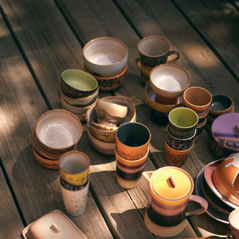 HKliving 70's Ceramics Theemok 0,47 L - Set van 2 - Beach