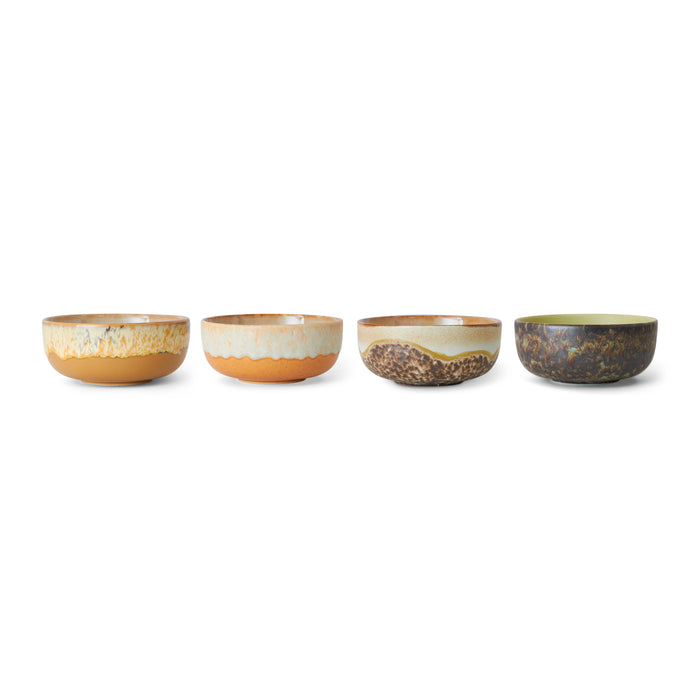 HKliving 70's Ceramics Tapas Kommen Ø 11 cm - Set van 4 - Drift