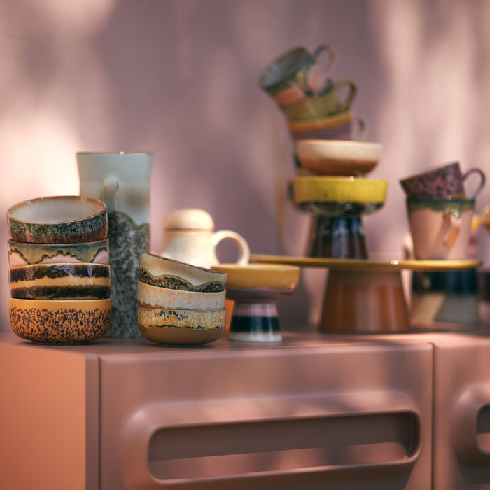 HKliving 70's Ceramics Tapas Kommen Ø 11 cm - Set van 4 - Drift