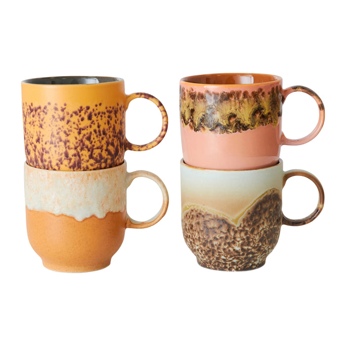 HKliving 70's Ceramics Koffiekop 0,25 L - Set van 4 - Cape