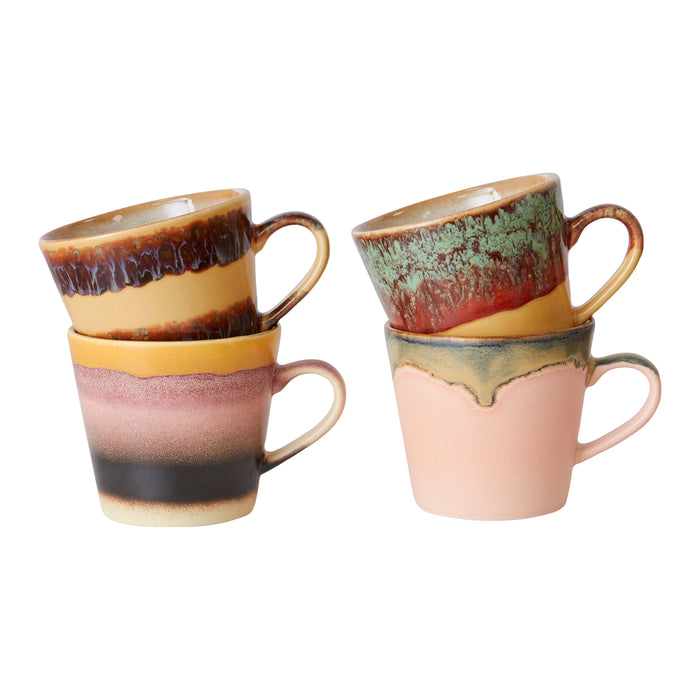 HKliving 70's Ceramics Cappuccinomok 0,33 L - Set van 4 - Vista