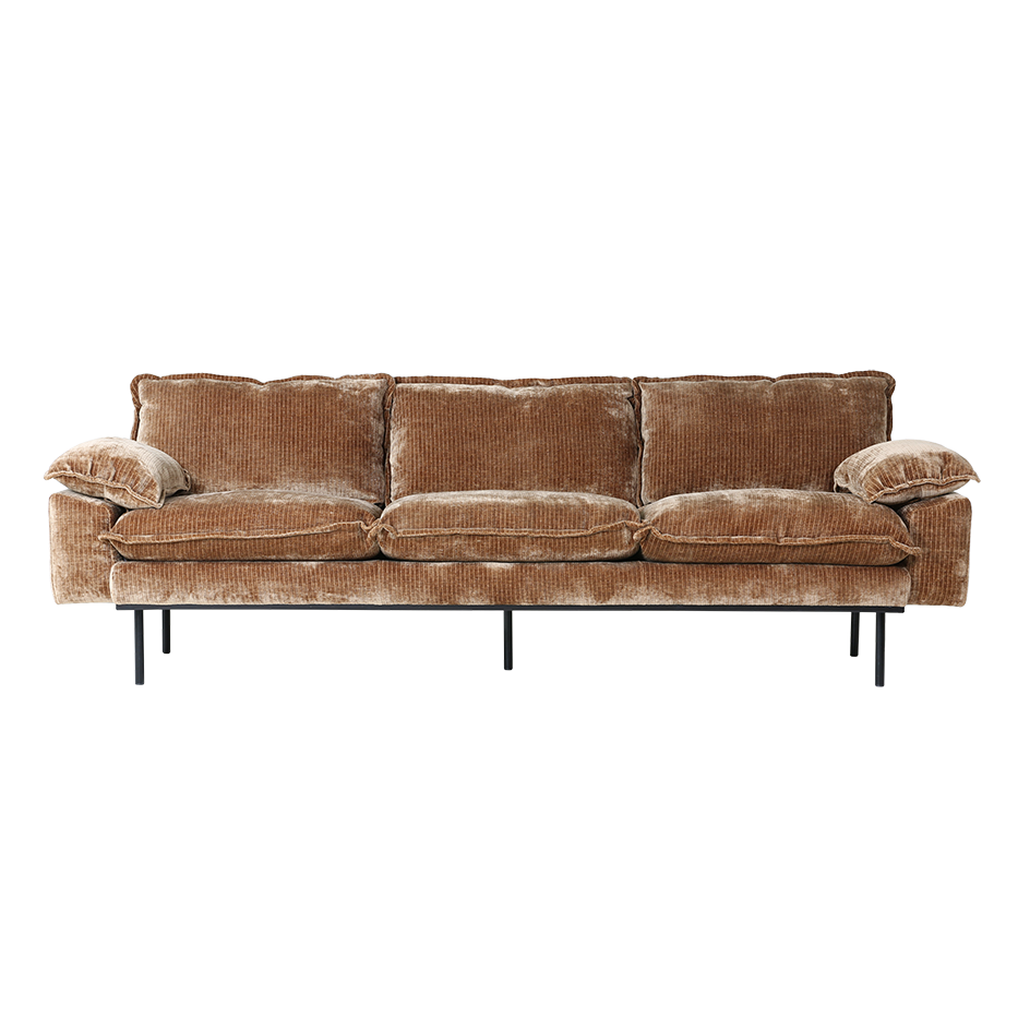 HKliving Retro Sofa 4-zitsbank - Velvet Corduroy - Aged Gold