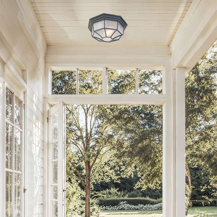 QAZQA Landelijke plafondlamp donkergrijs 26,5 IP44 - Bri