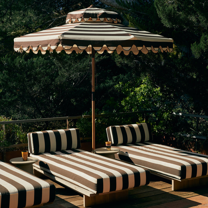 HKliving Striped Patio Parasol - Stracciatella