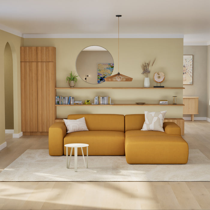 NADUVI Collection Nina Hoekbank Rechts - Velvet - Mosterdgeel