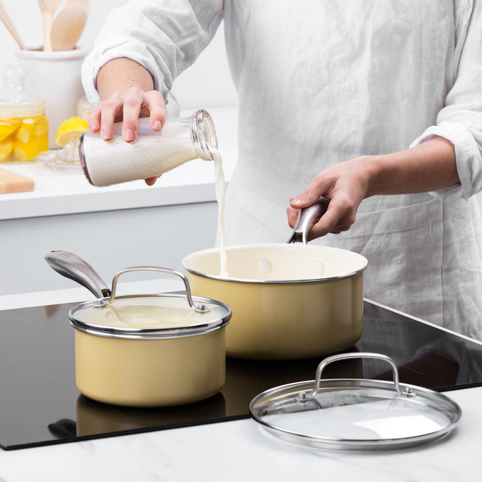 GreenLife Artizan 12-delige set met antiaanbaklaag, PFAS-vrij, geel