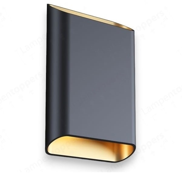 Artdelight Wandlamp Diaz-L Zwart - Goud Led 2 x 6Watt IP65