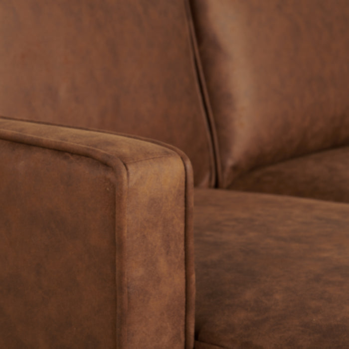 by fonQ  Milan Hoekbank met Chaise Longue 3-zitsbank - Links / Rechts - Microleder - Cognac