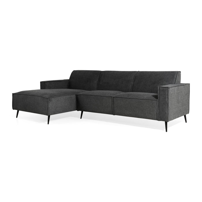 by fonQ  Bo Hoekbank met Chaise Longue Links - Linnen - Antraciet