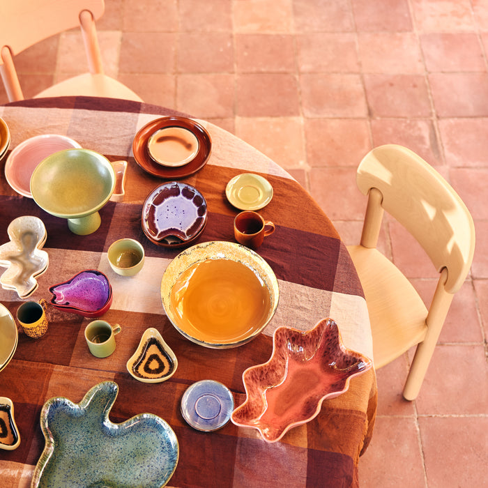 HKliving Vida Check Tafelkleed 140 x 220 cm - Amber / Burgundy