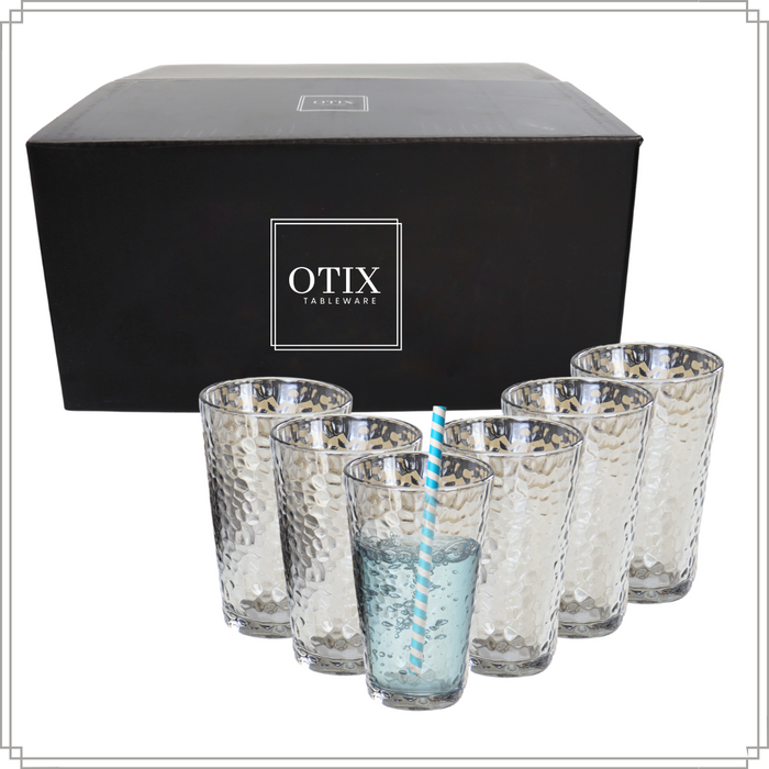 OTIX Waterglazen Longdrink Glazen Set van 6 Stapelbaar 300ml Gehame...