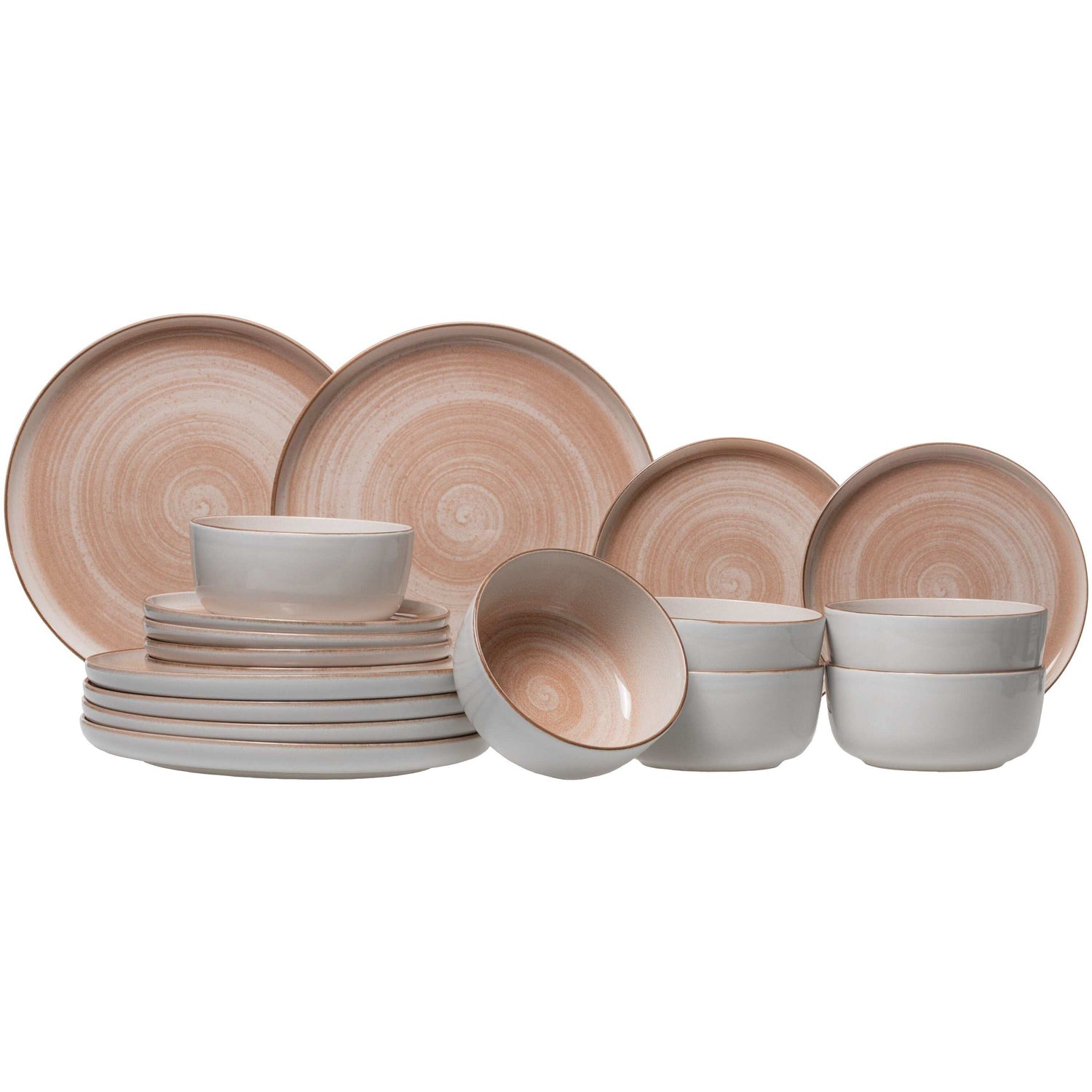 Cosy & Trendy Serviesset Baltic Peach 18-delig | 6 personen - 6 borden, 6 diepe borden en 6 schaaltjes