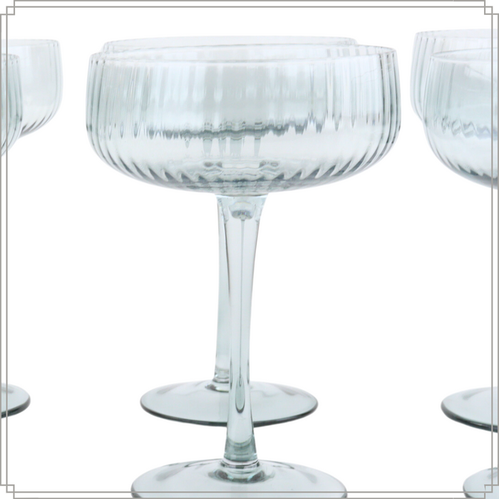 OTIX Champagneglazen Champagnecoupe Glazen 6 Stuks Reliëf Ribbel Sm...