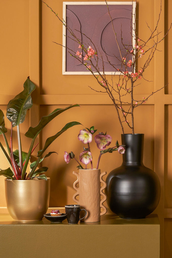 Mica Decorations Dara Vaas - H42 x Ø28 cm - Metaal - Zwart