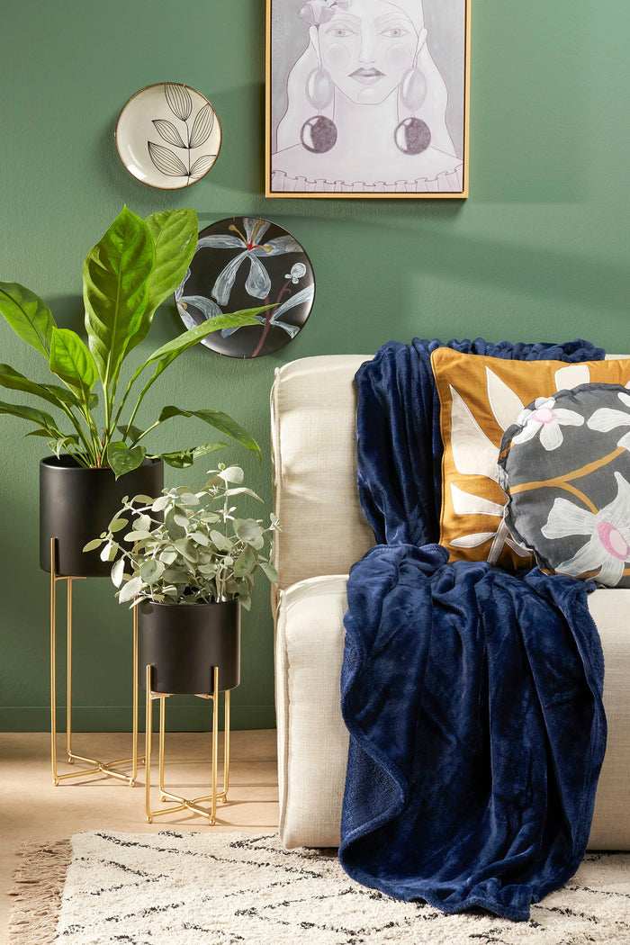 In The Mood Collection Famke Fleece Plaid - 180 x 130 cm - Donkerblauw