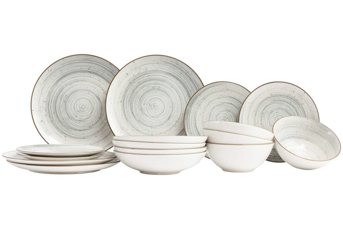 Cosy & Trendy Serviesset Sintra Dusty Blue - 16-delig | 4 personen - 4 dinerborden, 4 ontbijtborden, 4 diepe borden en 4 kommen