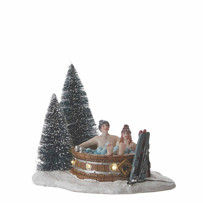 LuVille Kerstdorp Miniatuur Bubbelbad in het Bos - L13 x B10 x H11 cm