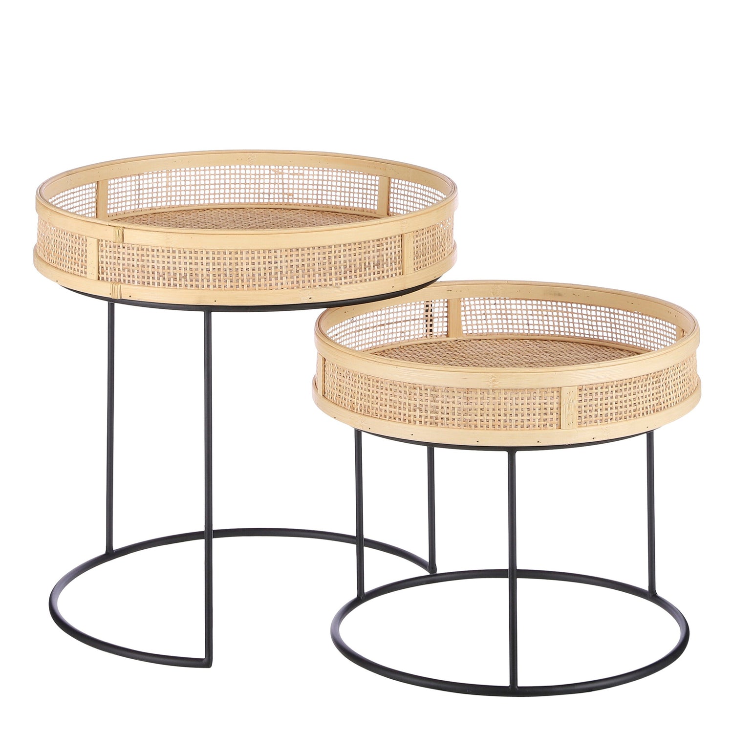 Mica Decorations Leandro Bijzettafel - Set van 2 - H45 cm - Zwart