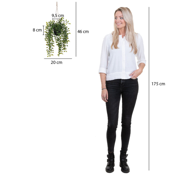 Mica Decorations Ficus Kunst Hangplant in Pot - H46 x Ø20 cm - Groen