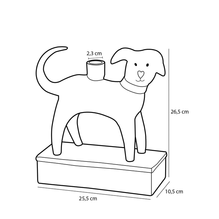 Mica Decorations Kandelaar Hond - L25,5 x B10,5 x H26,5 cm - Wit
