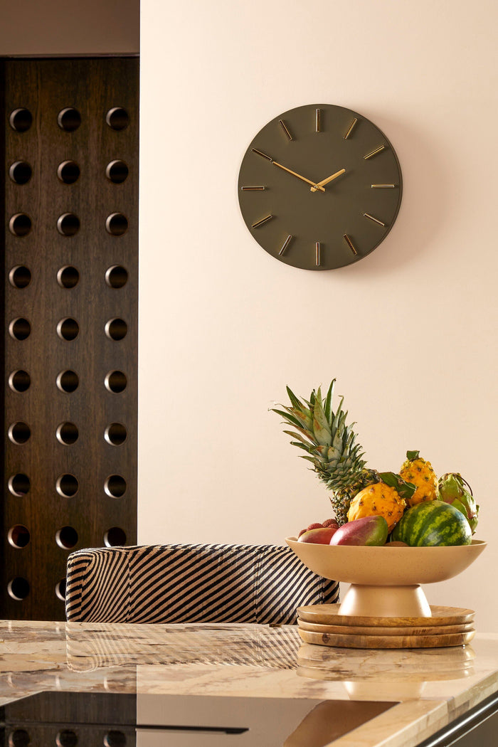 Mica Decorations Brixen Wandklok - Ø35,5 cm - Donkergroen