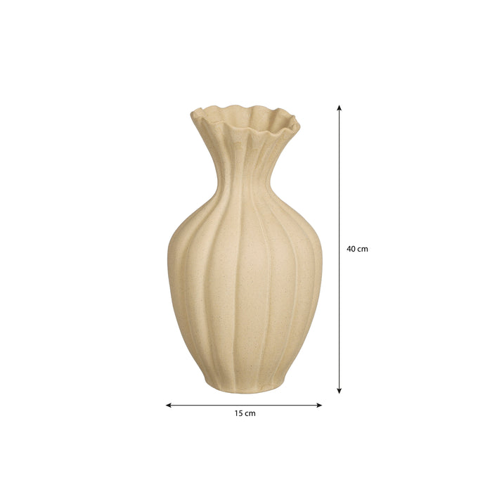 Mica Decorations Fiore Vaas - L15 x B15 x H40 cm - Keramiek - Beige