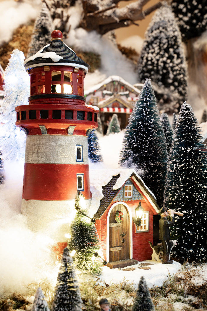 LuVille Kerstdorp Miniatuur Bristle Bomen - 21 Stuks - H22 x Ø8 cm