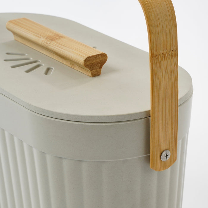 Mica Decorations Manja Afvalemmer - Bamboe - Lichtgrijs