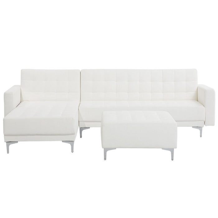 Beliani-ABERDEEN-Hoekslaapbank ottomaan-Wit-Rechts-267 cm-Kunstleer