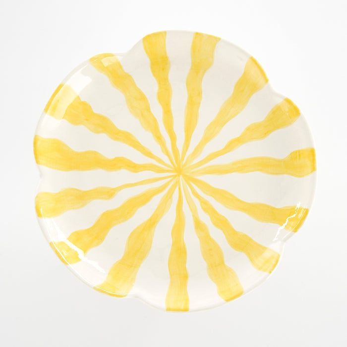 Mica Decorations Taartplateau Bloem - H10,5 x Ø21 cm - Dolomiet - Geel
