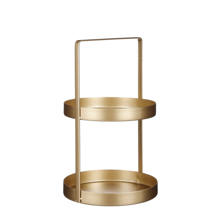 Mica Decorations Etagère 2-Laags - H41 x Ø25 cm - Metaal - Goud