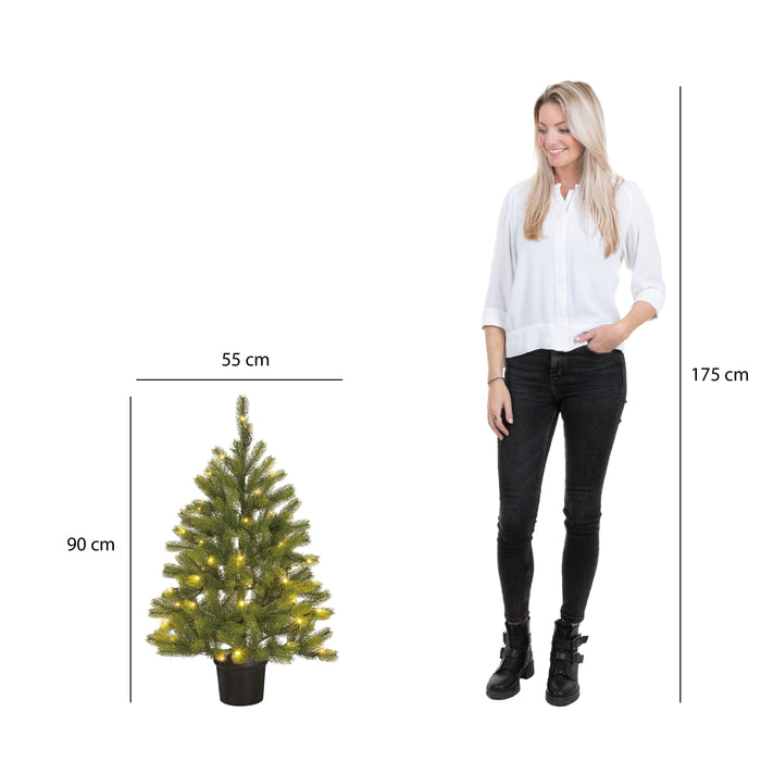 Black Box Trees Nigata Kunstkerstboom in Pot met LED - H90 x Ø55 cm
