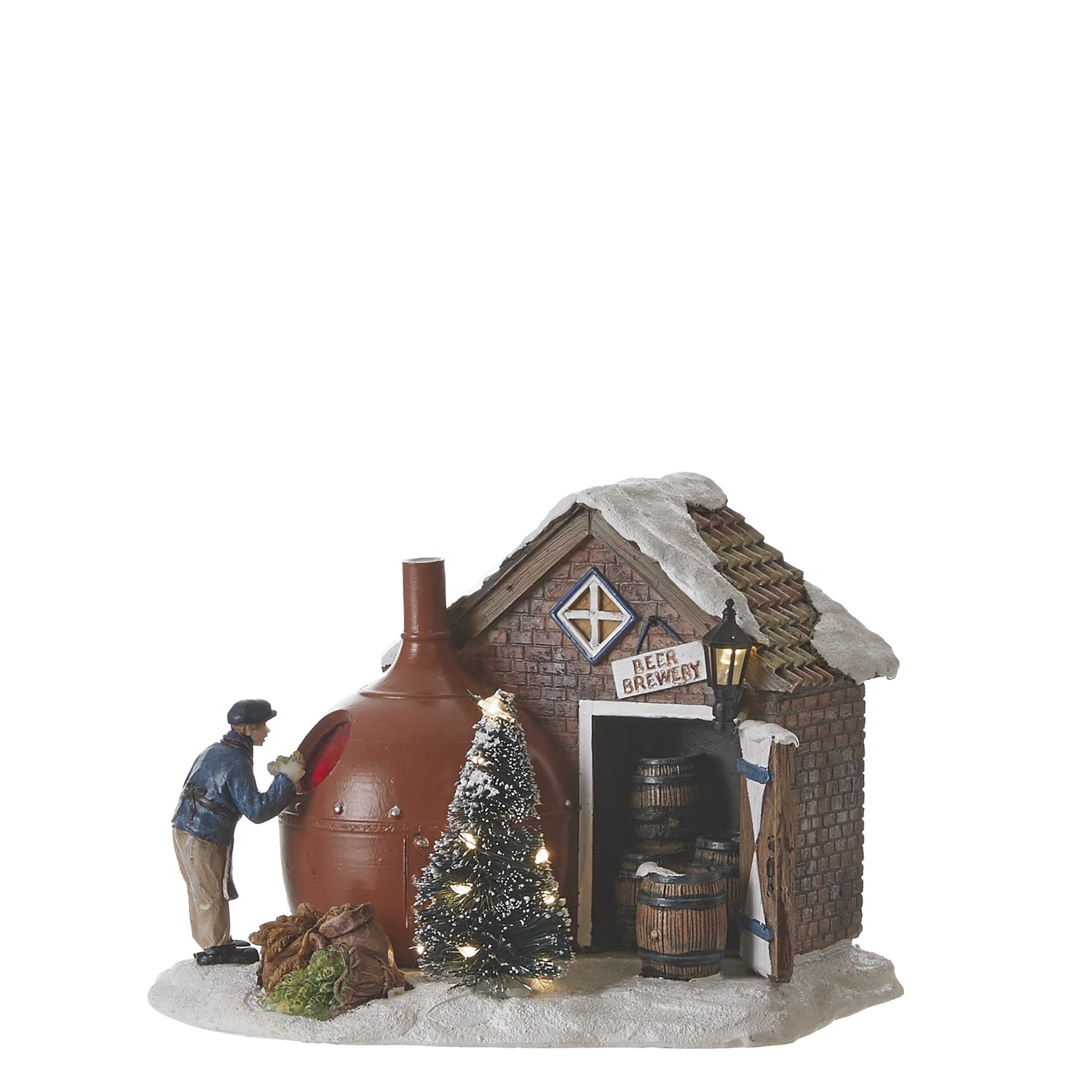 LuVille Kerstdorp Miniatuur Bierbrouwerij - L16 x B14 x H12 cm