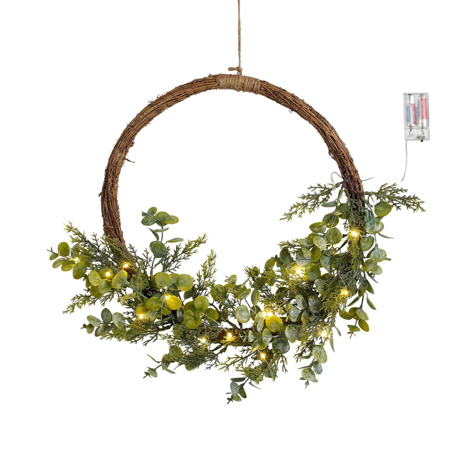House of Seasons Kerstkrans met LED Verlichting - Ø45 cm - Groen