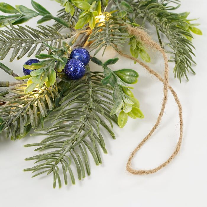 House of Seasons Kerstkrans met LED Verlichting - Ø42 cm - Groen