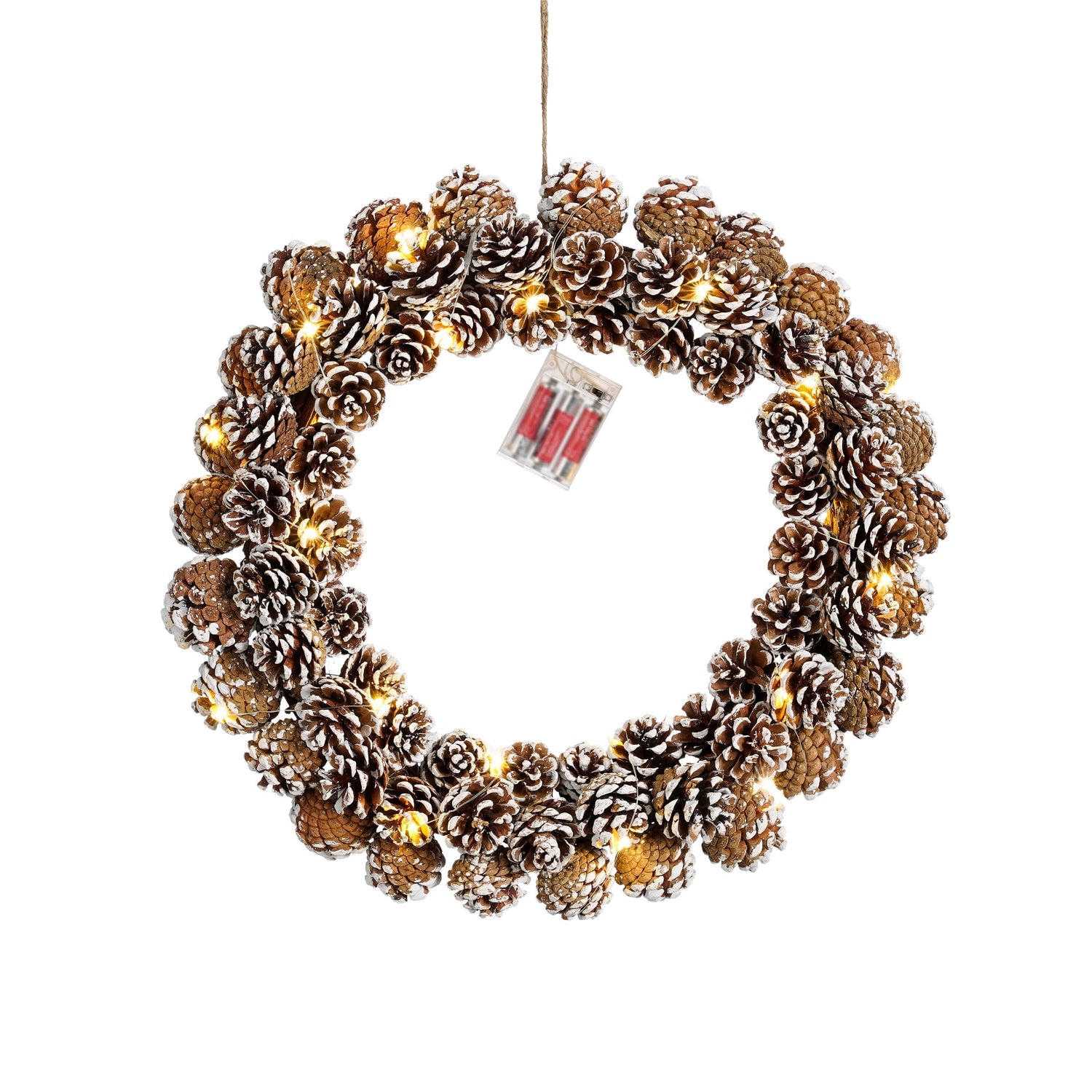 House of Seasons Kerstkrans met LED Verlichting - Ø48 cm - Bruin