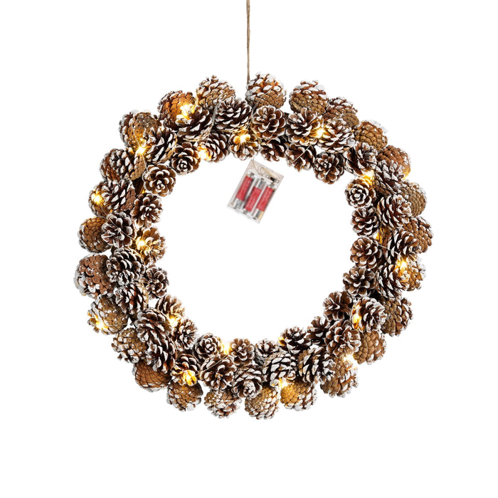 House of Seasons Kerstkrans met LED Verlichting - Ø48 cm - Bruin
