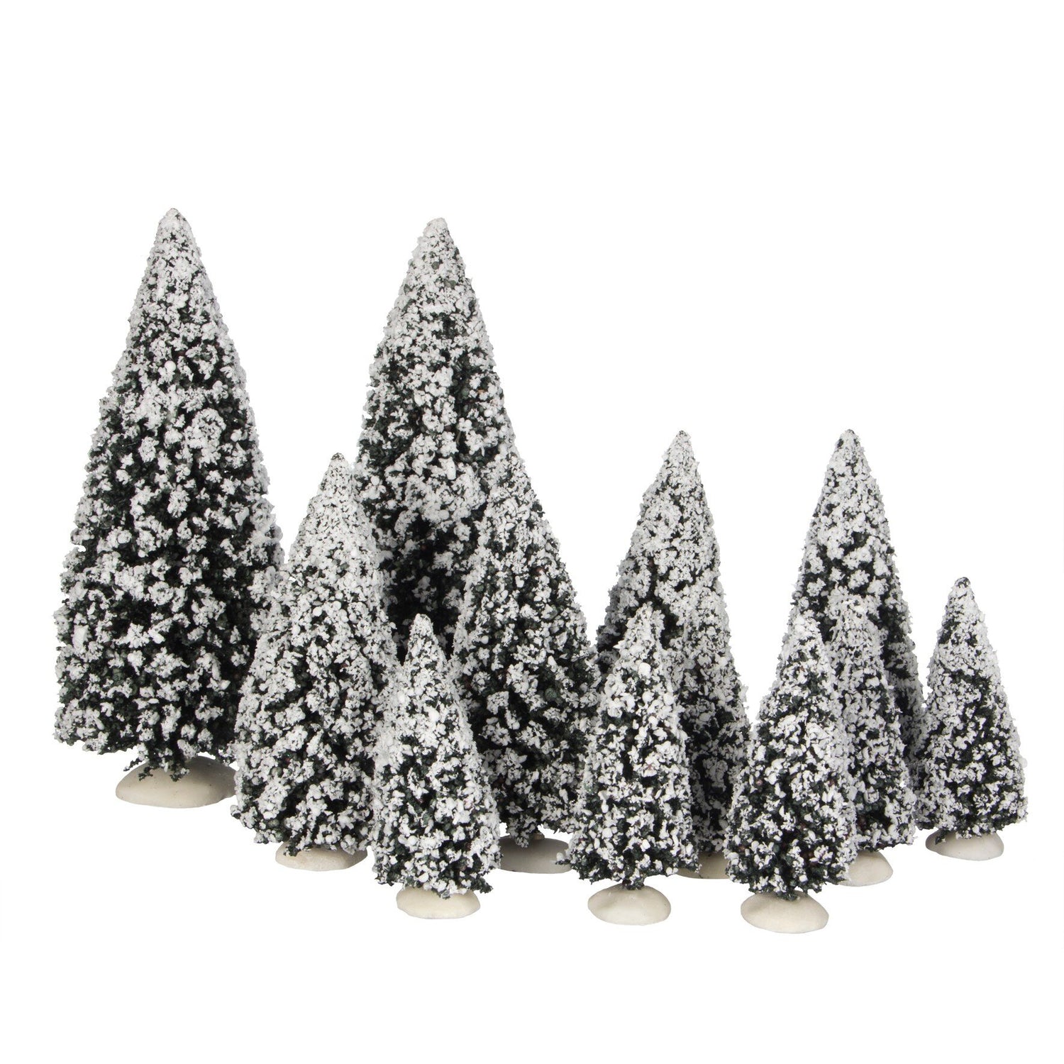LuVille Kerstdorp Miniatuur Evergreen Bomen - 12 Stuks - H30 cm