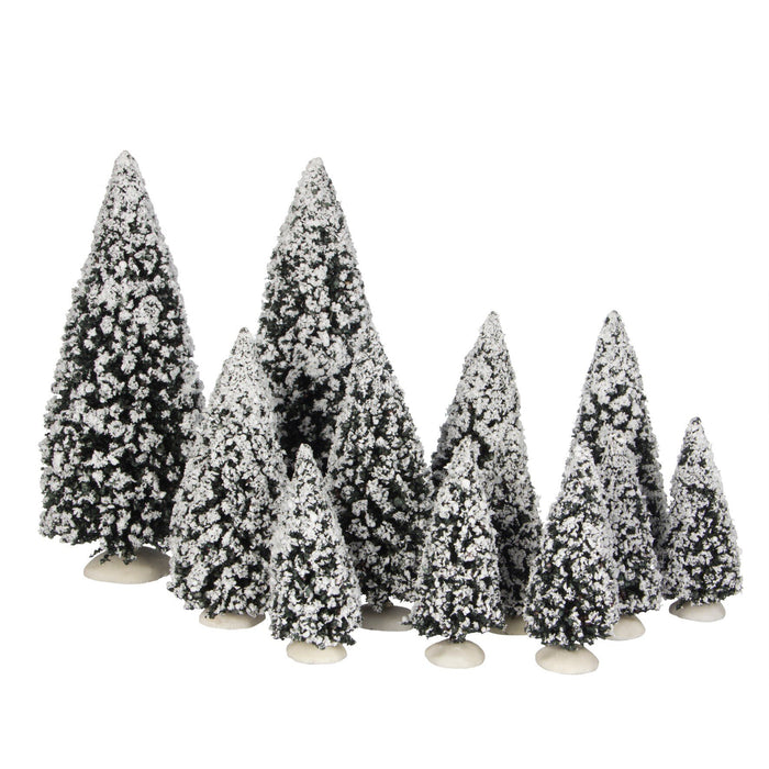 LuVille Kerstdorp Miniatuur Evergreen Bomen - 12 Stuks - H30 cm