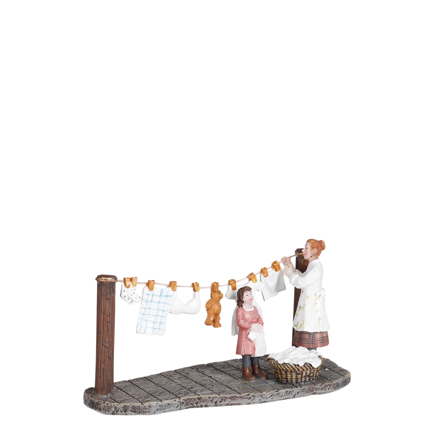 LuVille Kerstdorp Miniatuur Paula helpt mama - L13 x B6 x H7 cm