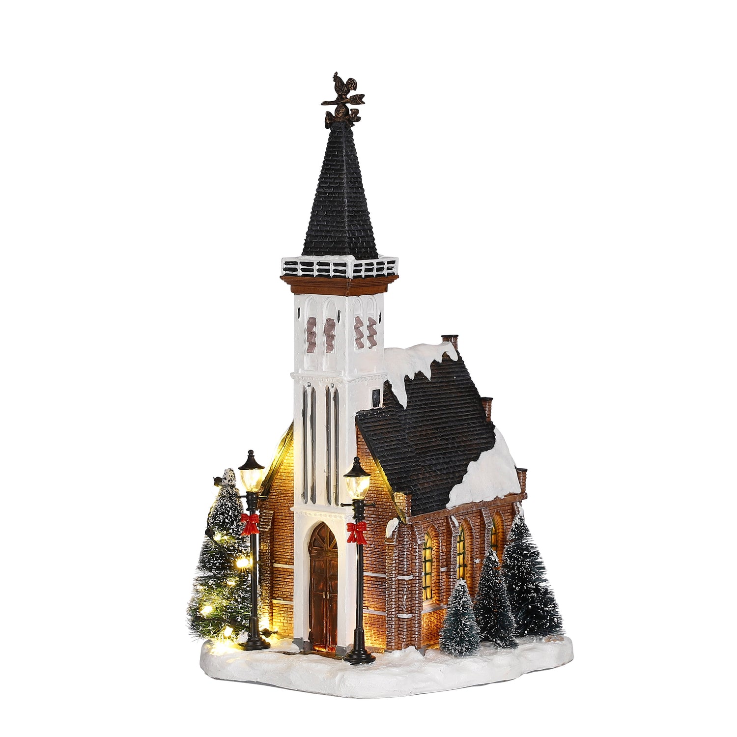 LuVille Kerstdorp Miniatuur Kerk - L15 x B16,5 x H31 cm