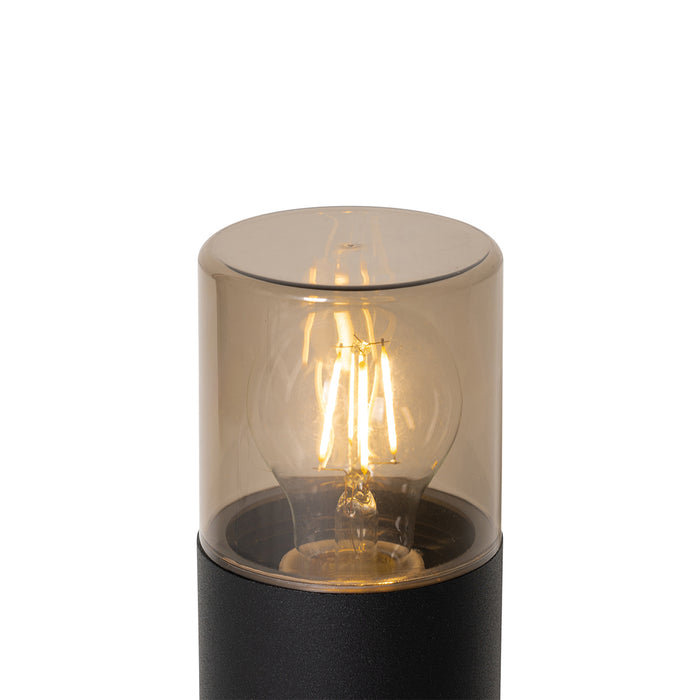 QAZQA Staande buitenlamp zwart met smoke kap 30 cm IP44 - Odense