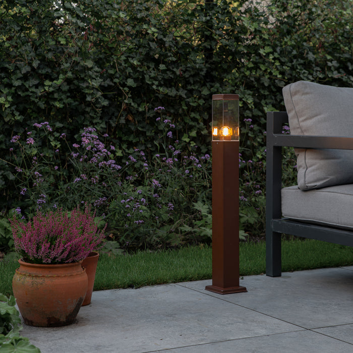 QAZQA Moderne buitenlamp paal roestbruin 80 cm - Malios