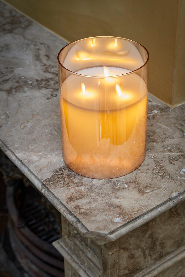 Mica Decorations LED Kaars - H20 x Ø15 cm - Glas|Wax - Goud