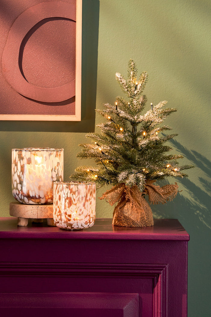 House of Seasons Theelichthouder - Set van 2 - H15 x Ø14 cm - Wit