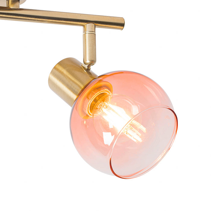 QAZQA Art Deco spot goud met roze glas 2-lichts - Vidro