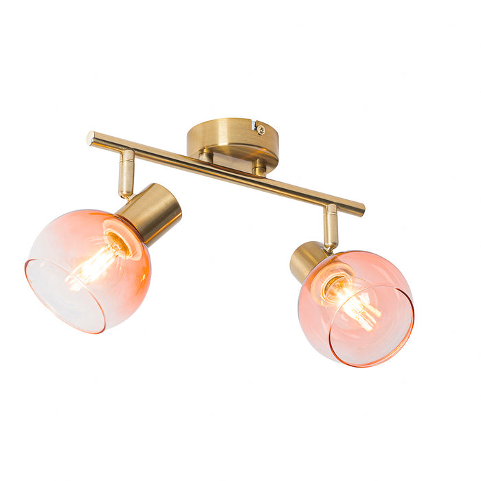 QAZQA Art Deco spot goud met roze glas 2-lichts - Vidro