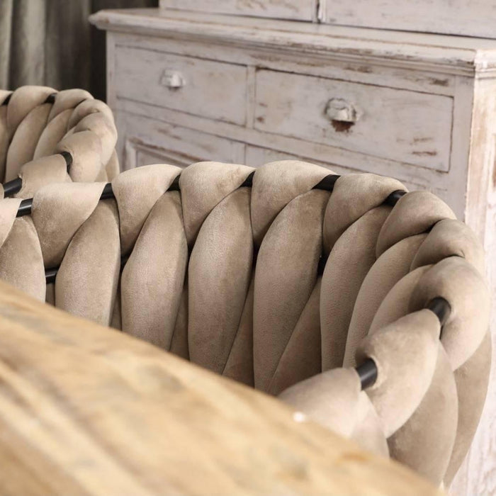 Pole to Pole Knot Eetkamerstoel - Velvet - Zand Wit