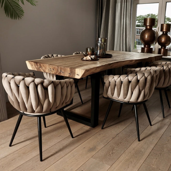 Pole to Pole Knot Eetkamerstoel - Velvet - Zand Wit