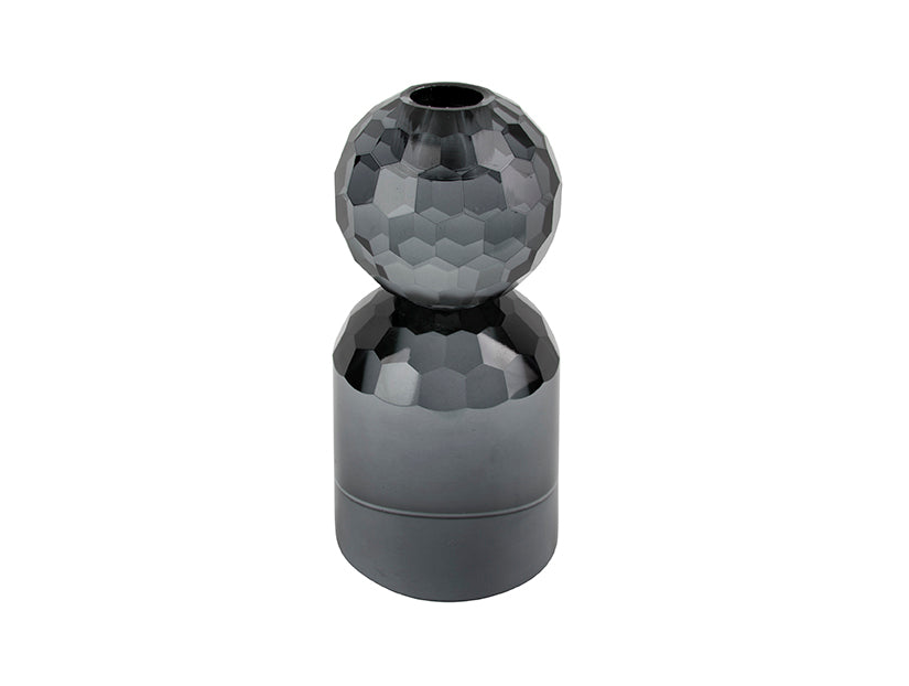 present time - Kandelaar Crystal Art - Rond Zwart - 7x7x14,3cm